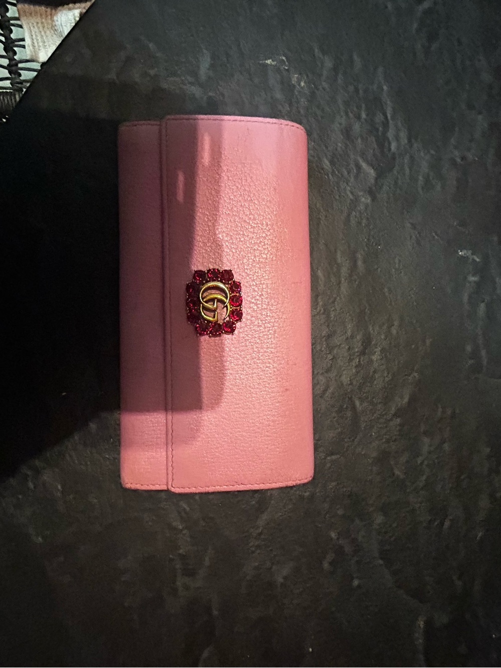 Pink Gucci Leather Wallet with Jeweled Double-G Accent - Picture 3 of 8